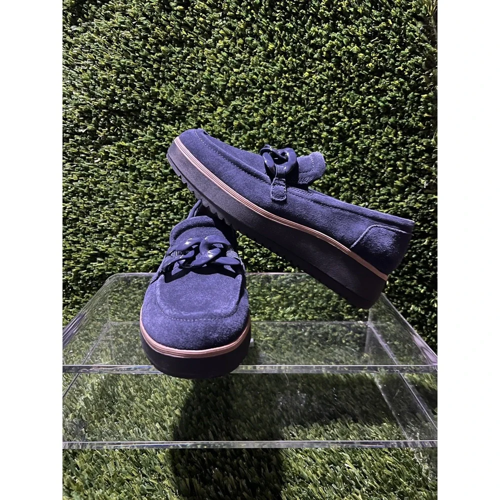 Clarks Zylah May Navy Suede Chain Loafers Platform Style Comfort Shoes Size 9M
